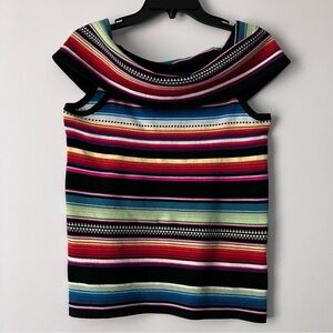 Lauren Ralph Lauren Knit Sleeveless Top Colorful Bold Stripes Size M